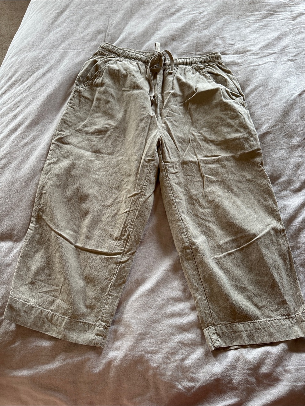 Kim Rogers Beige Elastic-Waist Casual Pants
